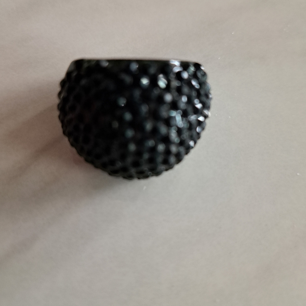 Black Textured Dome Ring